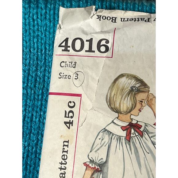 McCalls 4016 pattern girls pajama top pants shots 1950s size 3 - Picture 2 of 5